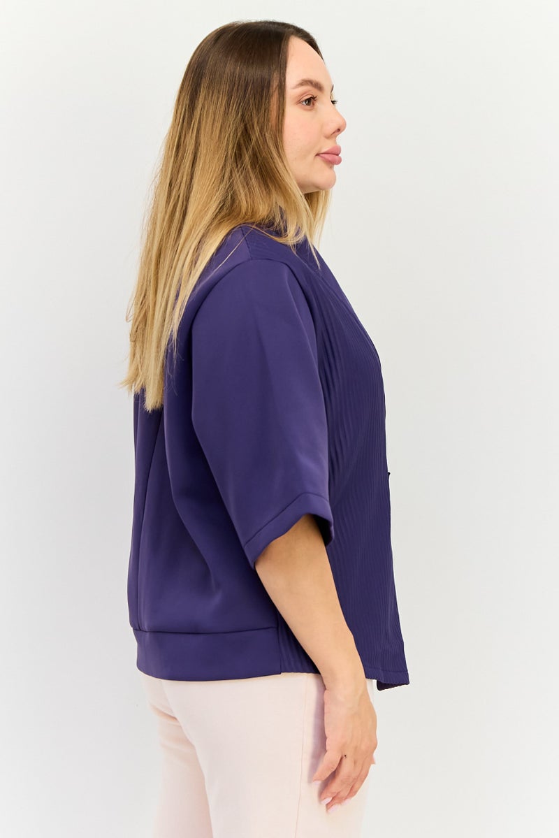 Reebok Women Sportswear Fit Short Sleeves Outdoor Top, Purple - Image 2